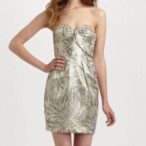 Anthropologie Strapless Metallic Dress